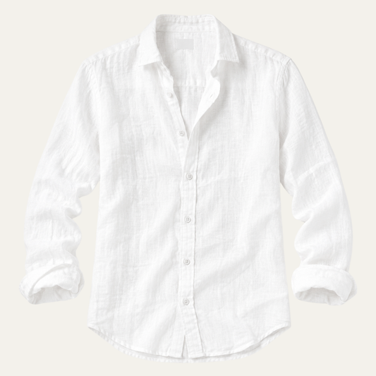 Men's Long Sleeve Shirt with Classic Collar and Buttons - 1