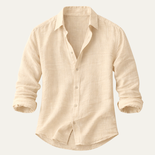 Men's Long Sleeve Shirt with Classic Collar and Front Buttoning Relaxed Fit - 1