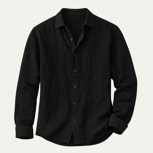 Men's Long Sleeve Shirt with Classic Collar and Relaxed Fit - 1