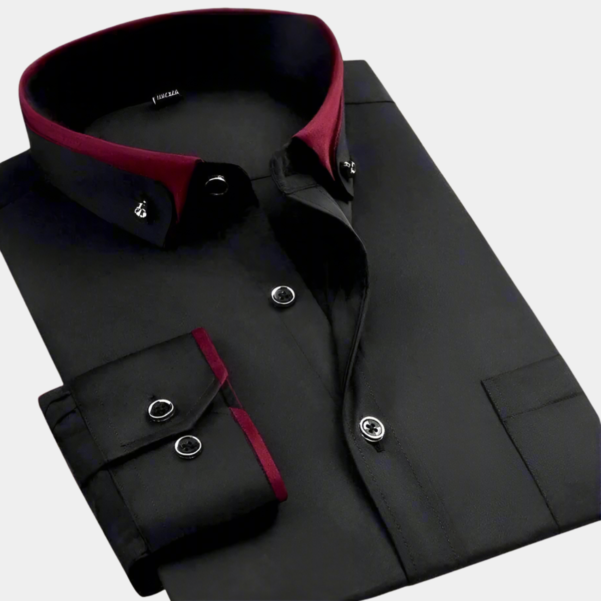 Men's Long-Sleeve Shirt with Contrast Collar and Cuffs