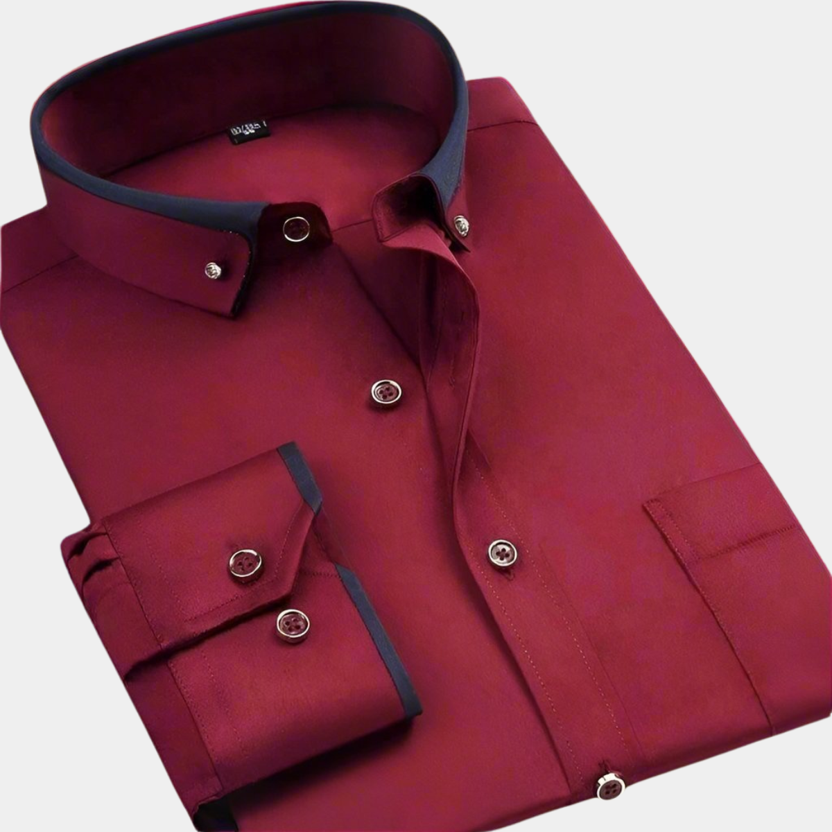 Men's Long-Sleeve Shirt with Contrast Collar and Cuffs
