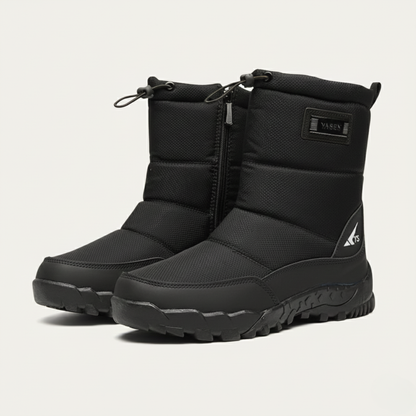 Men's Mid-Calf Snow Boots with Side Zip and Drawstring Collar
