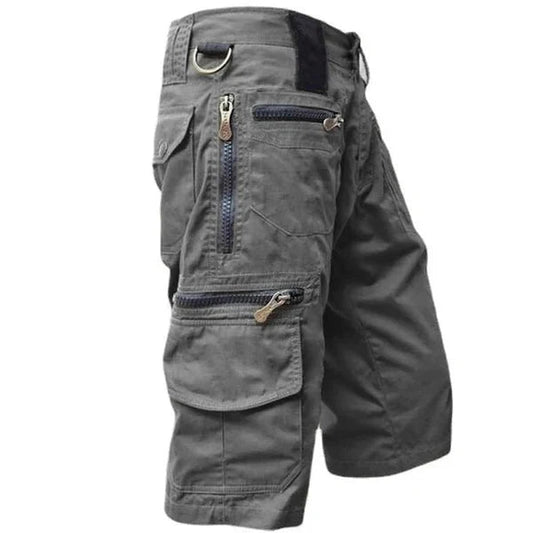 Men's Multi-Pocket Cargo Shorts with Zipper Closures - 1