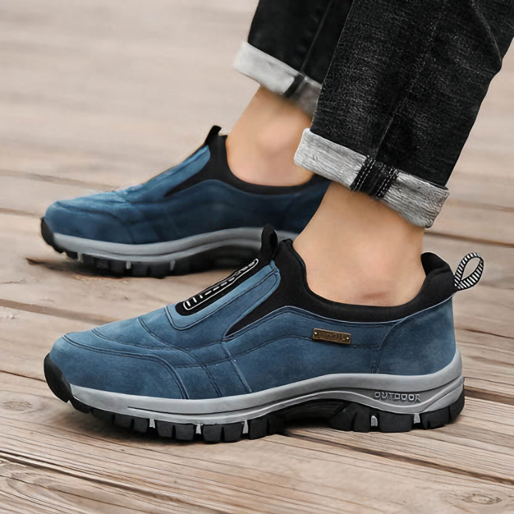 Men's Orthopedic Hiking Shoes Slip-On with Round Toe and Rubber Outsole