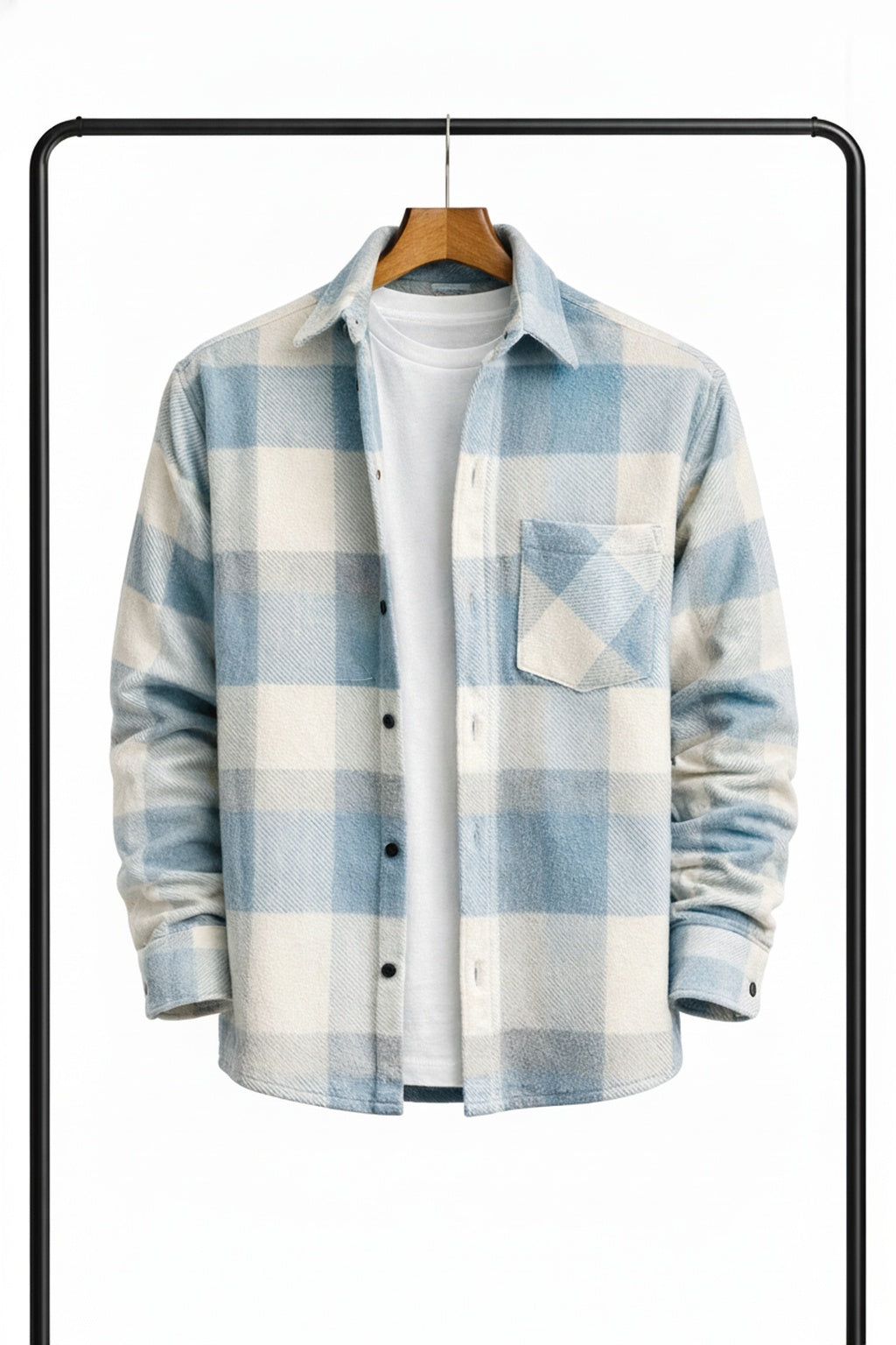 Men's Plaid Overshirt Shirt Jacket with Chest Pocket