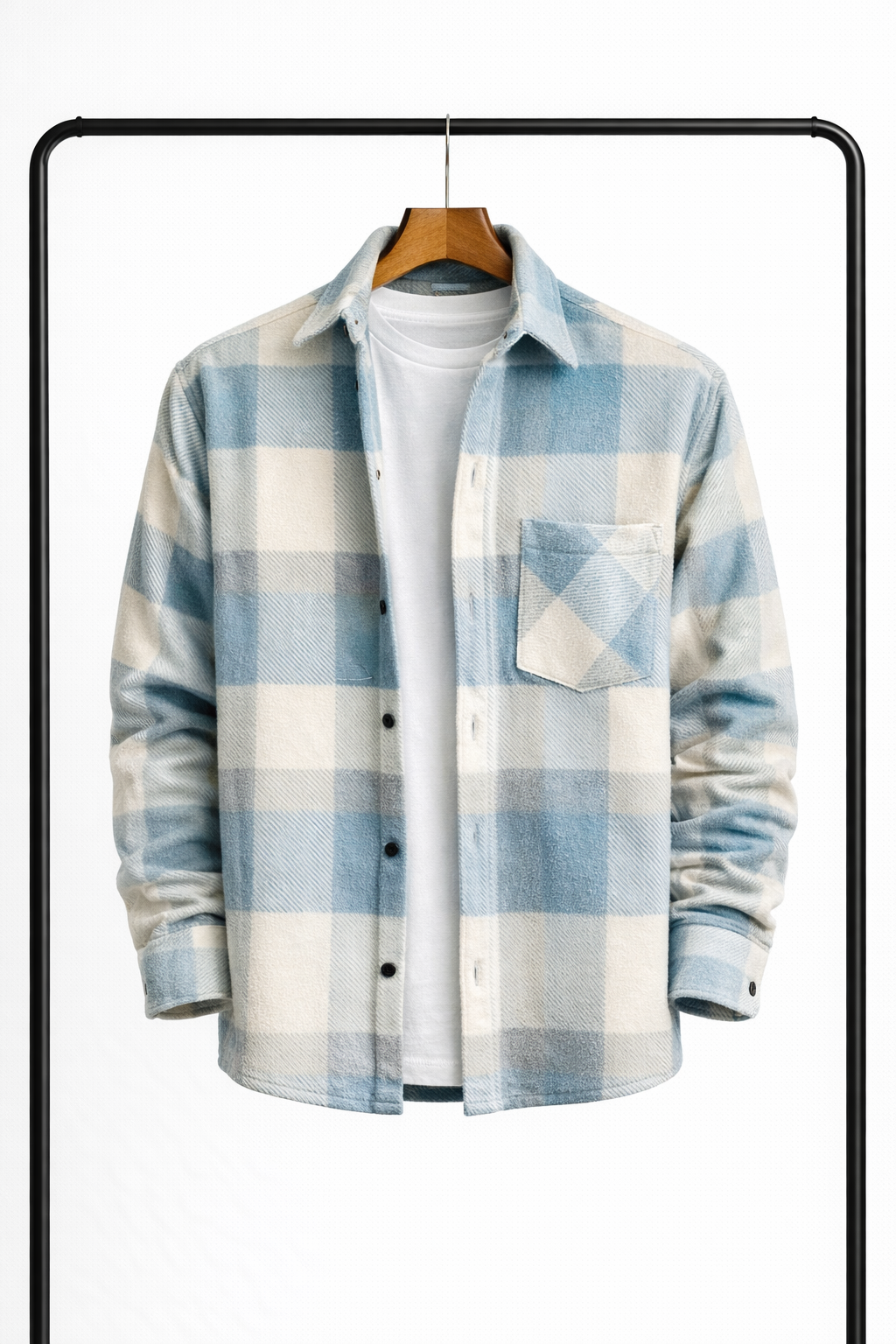 Men's Plaid Overshirt Shirt Jacket with Chest Pocket