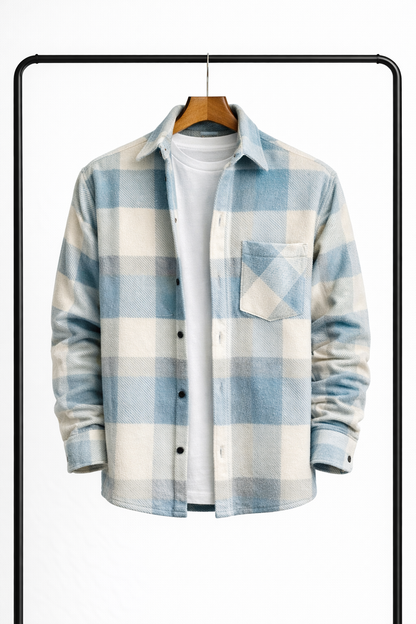 Men's Plaid Overshirt Shirt Jacket with Chest Pocket