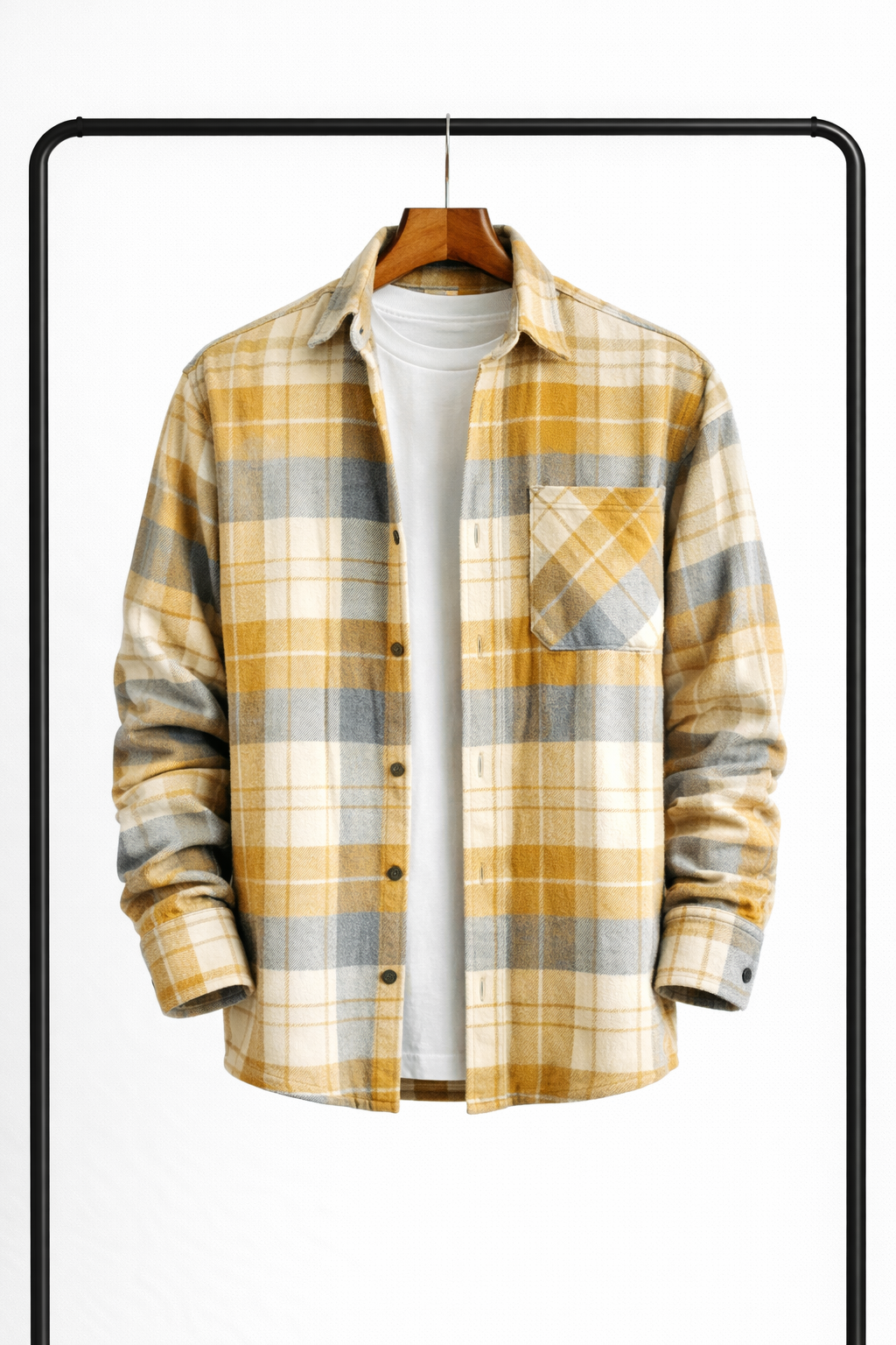 Men's Plaid Overshirt Shirt Jacket with Chest Pocket