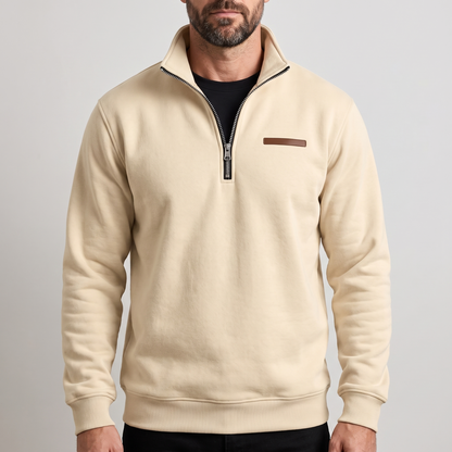 Men's Quarter-Zip Fleece Sweater with Stand Collar