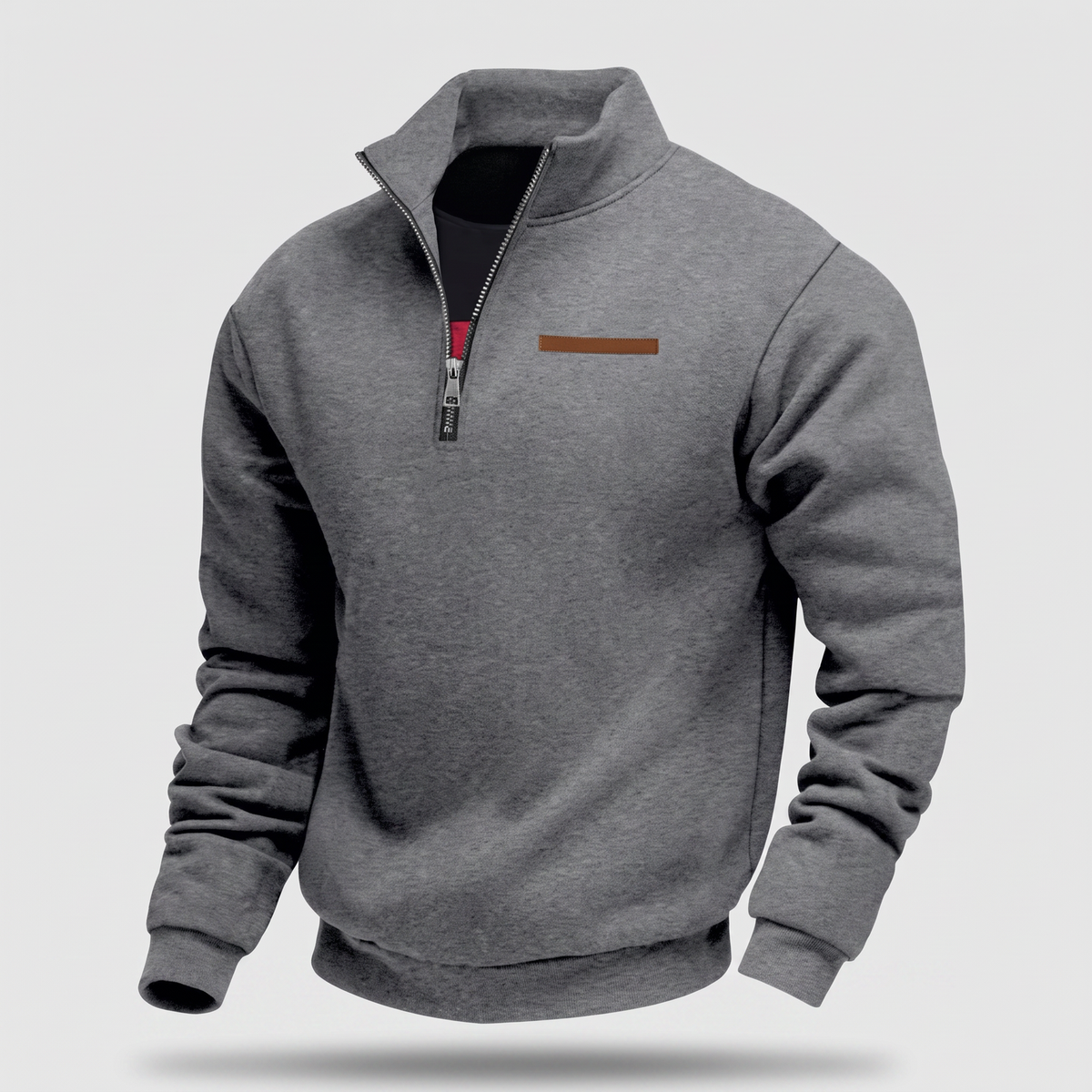 Men's Quarter-Zip Fleece Sweater with Stand Collar