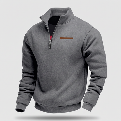 Men's Quarter-Zip Fleece Sweater with Stand Collar