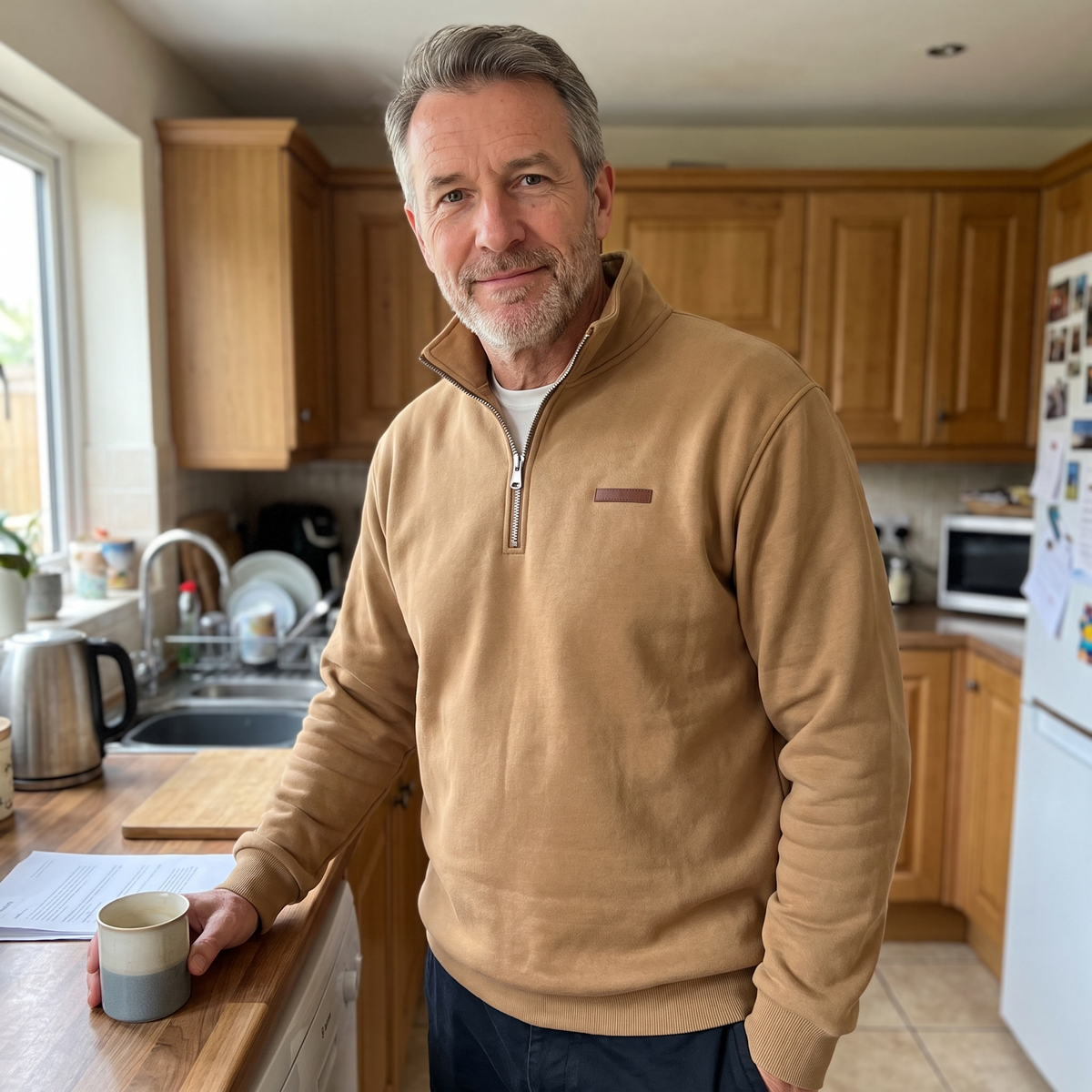 Men's Quarter-Zip Fleece Sweater with Stand Collar