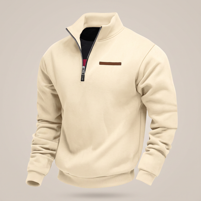Men's Quarter-Zip Fleece Sweater with Stand Collar