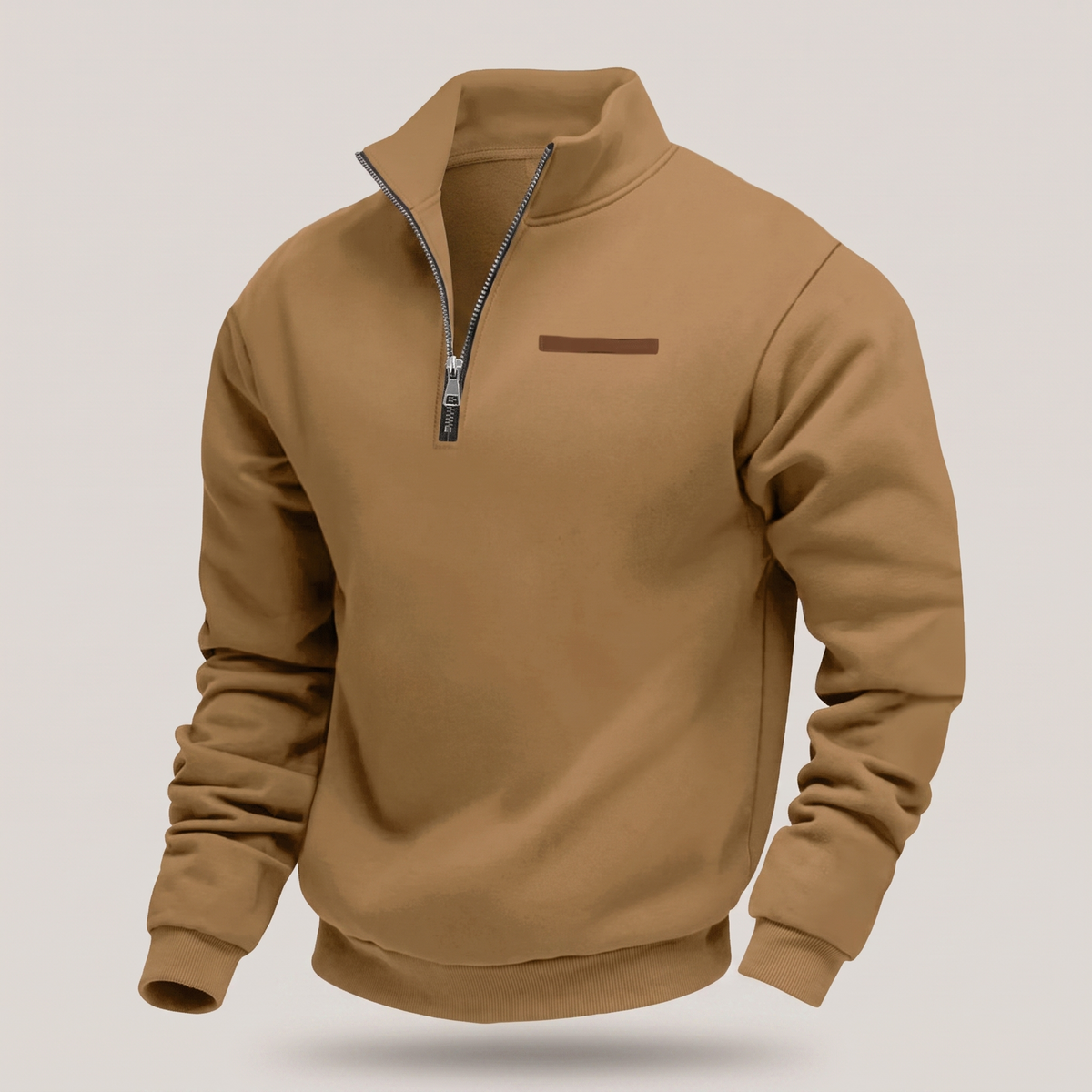Men's Quarter-Zip Fleece Sweater with Stand Collar