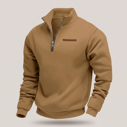Men's Quarter-Zip Fleece Sweater with Stand Collar