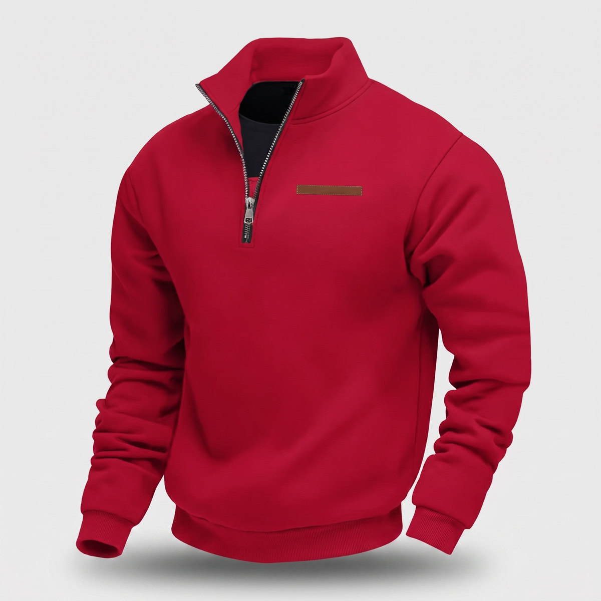 Men's Quarter-Zip Fleece Sweater with Stand Collar