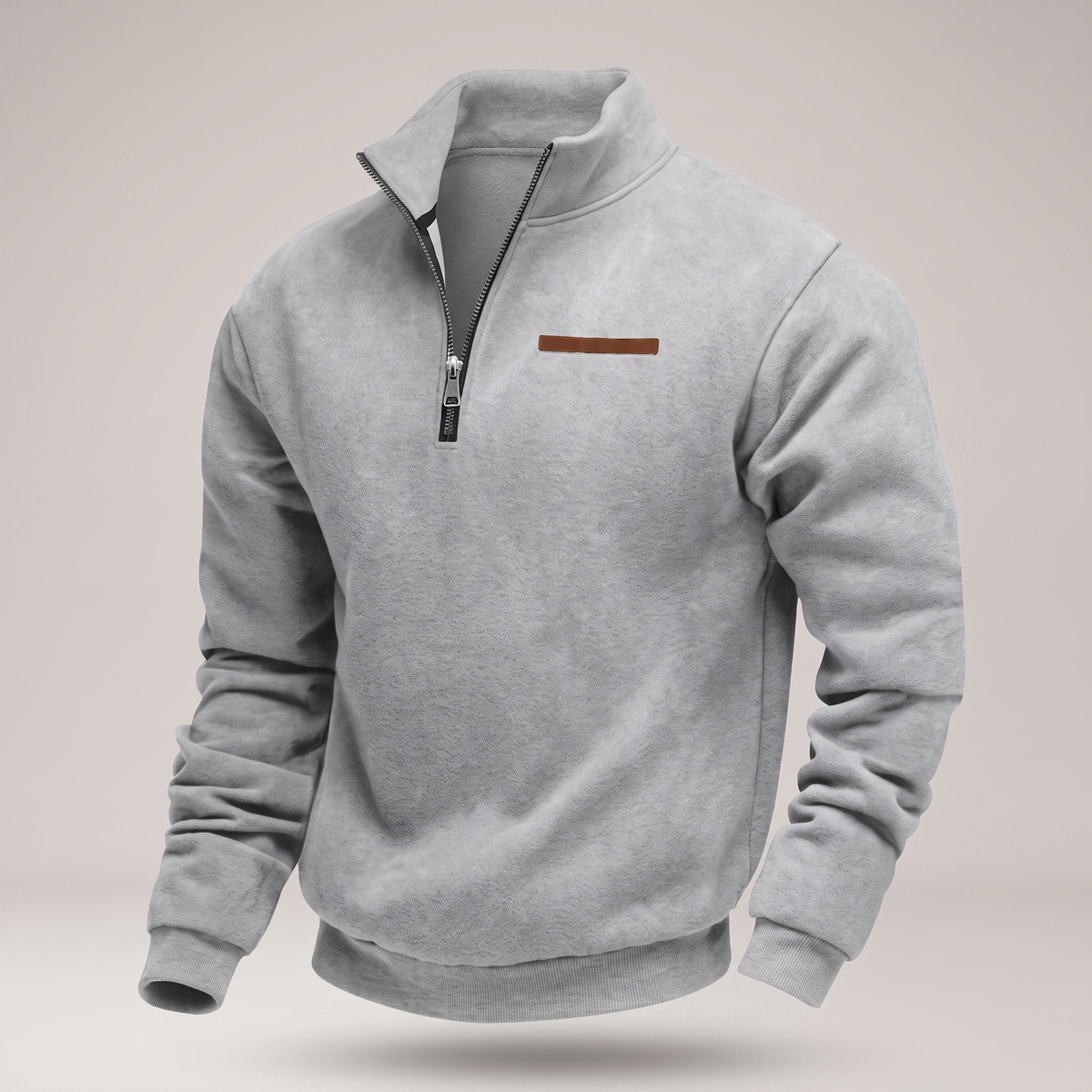 Men's Quarter-Zip Fleece Sweater with Stand Collar