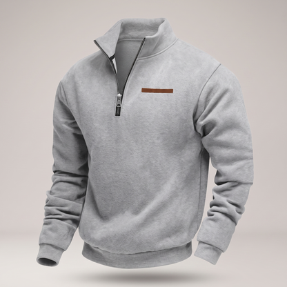 Men's Quarter-Zip Fleece Sweater with Stand Collar