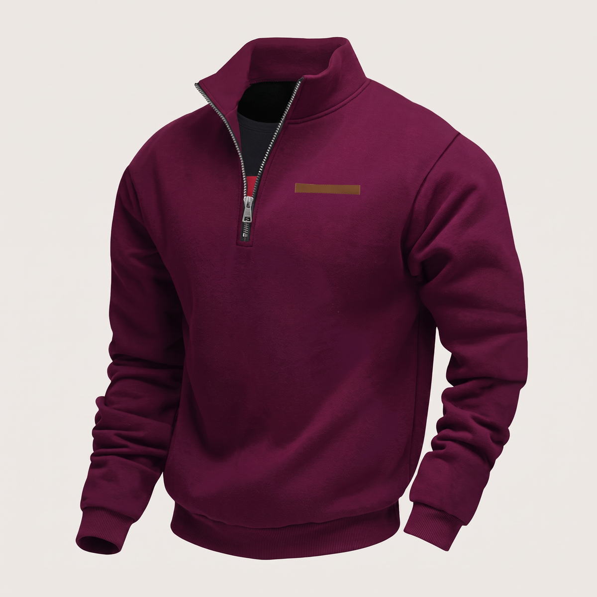 Men's Quarter-Zip Fleece Sweater with Stand Collar