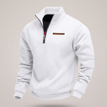 Men's Quarter-Zip Fleece Sweater with Stand Collar