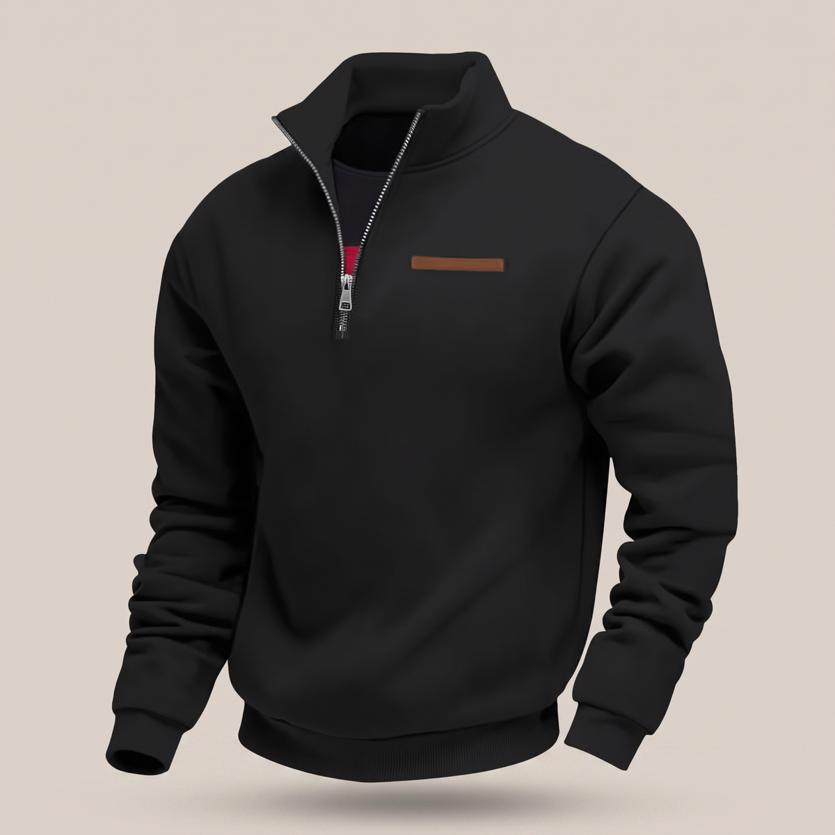 Men's Quarter-Zip Fleece Sweater with Stand Collar