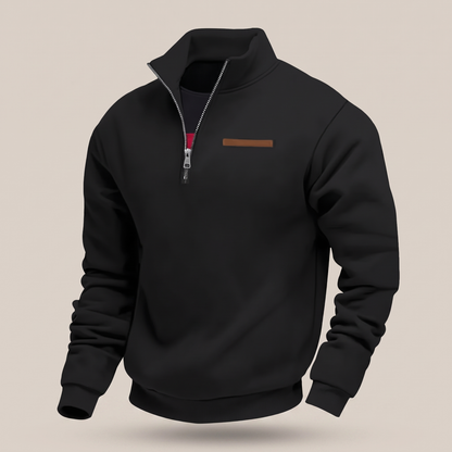 Men's Quarter-Zip Fleece Sweater with Stand Collar