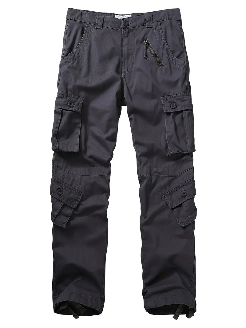 Men's Relaxed Multi-Pocket Cargo Pants with Toggle Hems and Belt Loops