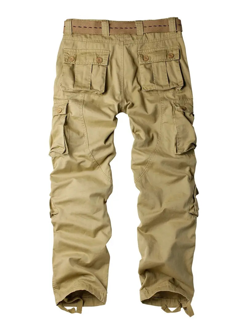 Men's Relaxed Multi-Pocket Cargo Pants with Toggle Hems and Belt Loops