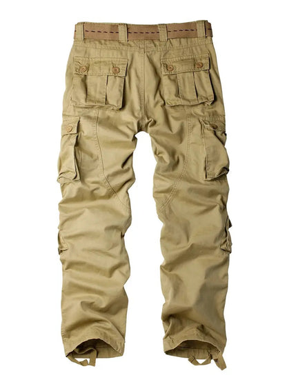Men's Relaxed Multi-Pocket Cargo Pants with Toggle Hems and Belt Loops