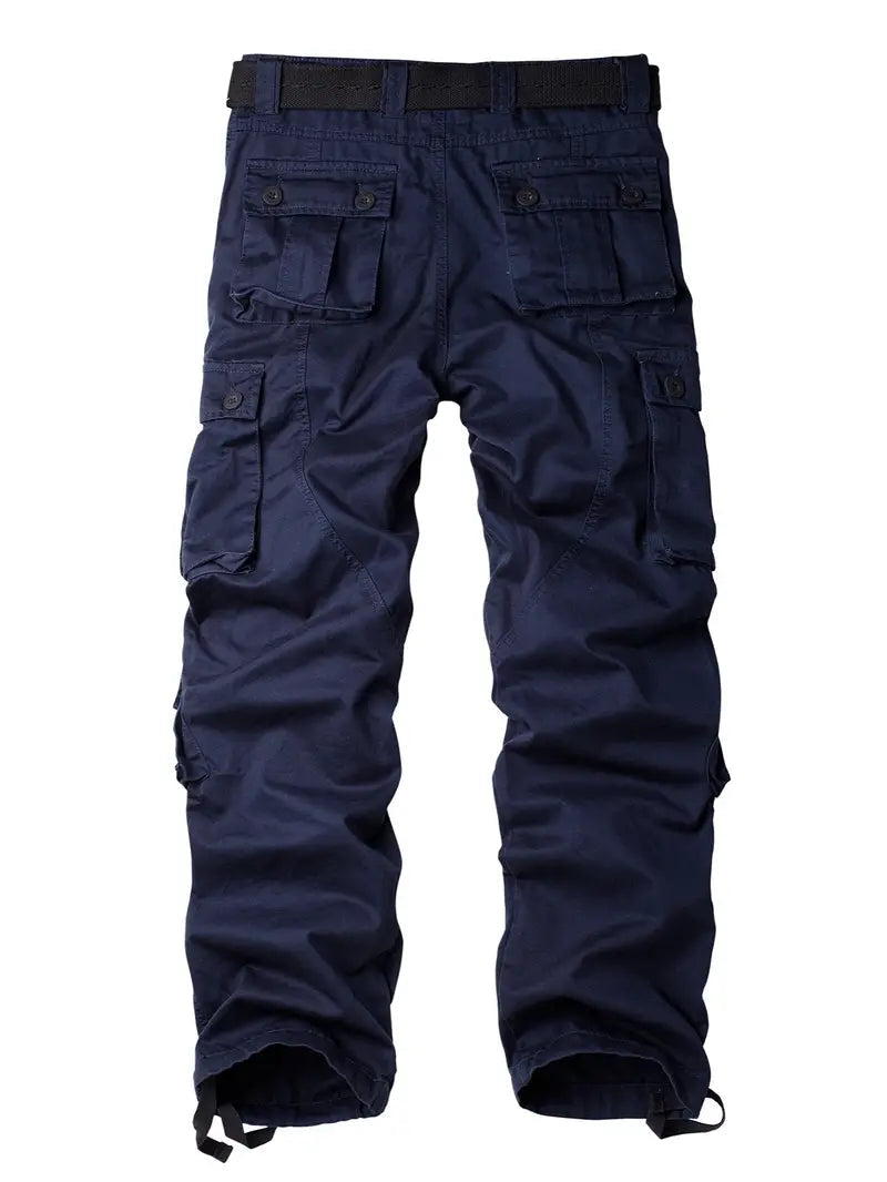 Men's Relaxed Multi-Pocket Cargo Pants with Toggle Hems and Belt Loops