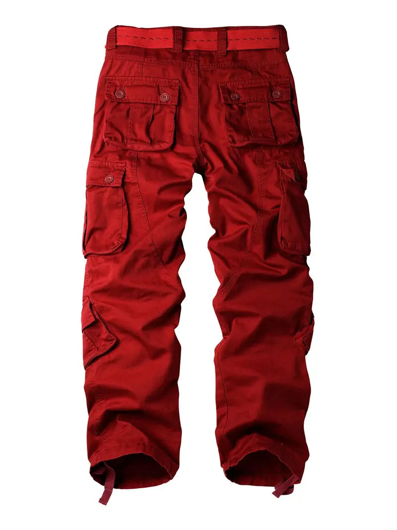 Men's Relaxed Multi-Pocket Cargo Pants with Toggle Hems and Belt Loops