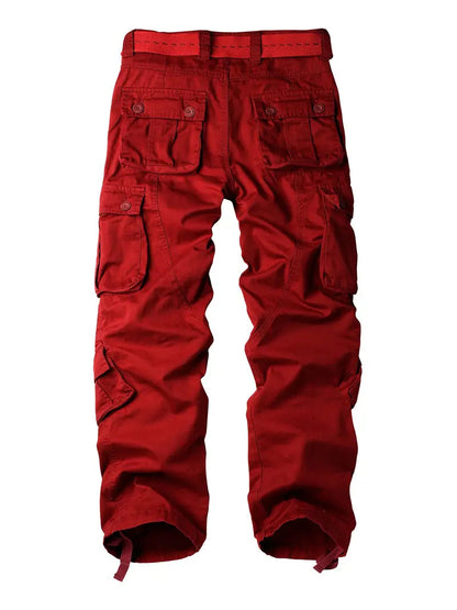 Men's Relaxed Multi-Pocket Cargo Pants with Toggle Hems and Belt Loops