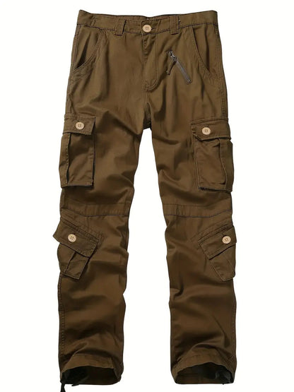Men's Relaxed Multi-Pocket Cargo Pants with Toggle Hems and Belt Loops