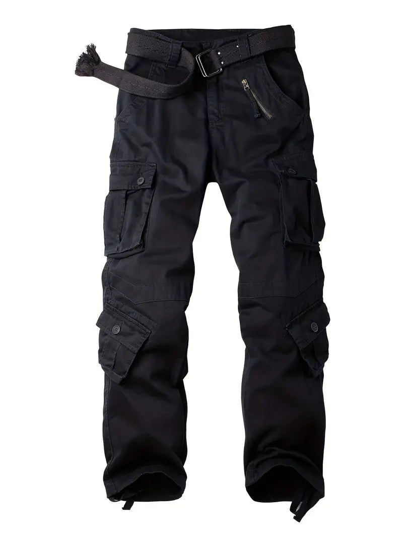 Men's Relaxed Multi-Pocket Cargo Pants with Toggle Hems and Belt Loops