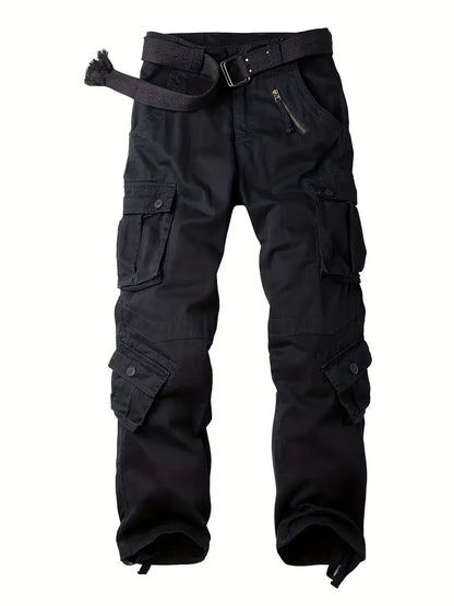 Men's Relaxed Multi-Pocket Cargo Pants with Toggle Hems and Belt Loops