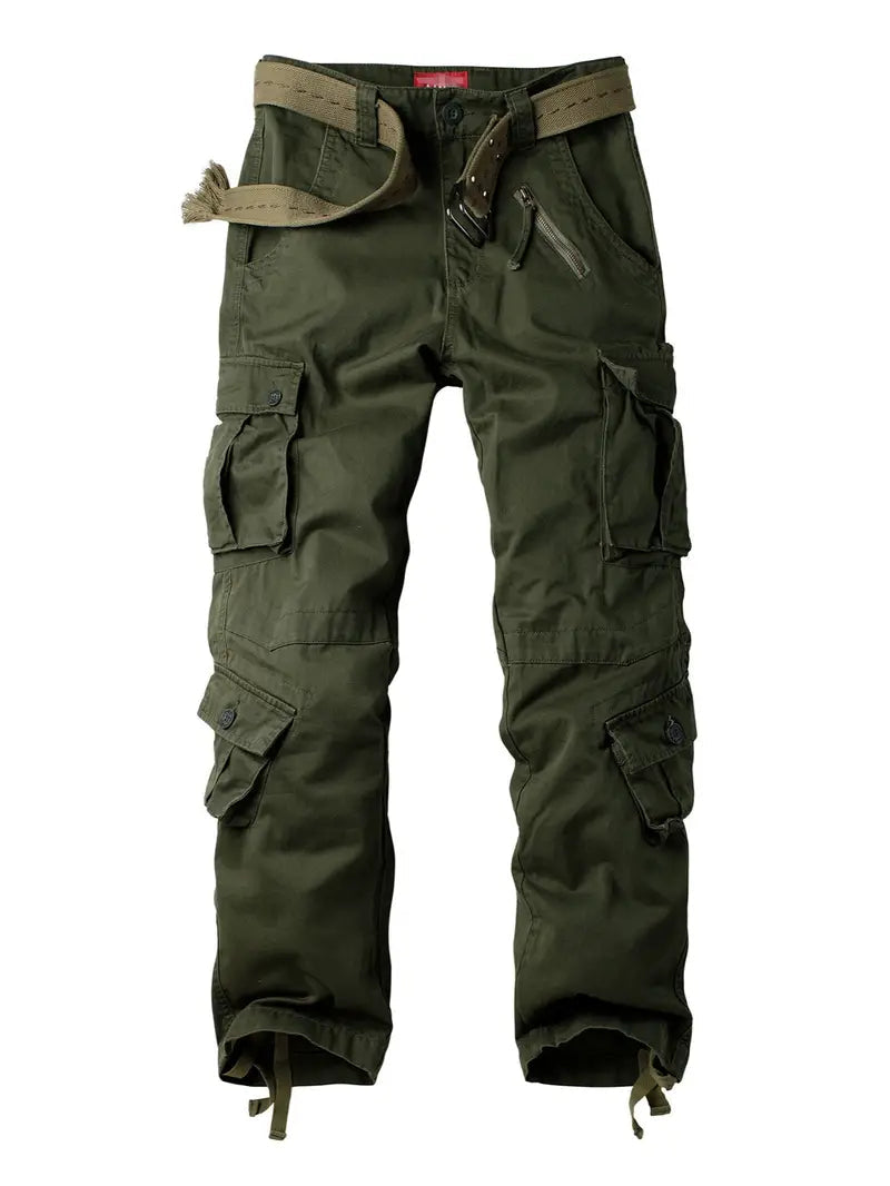 Men's Relaxed Multi-Pocket Cargo Pants with Toggle Hems and Belt Loops