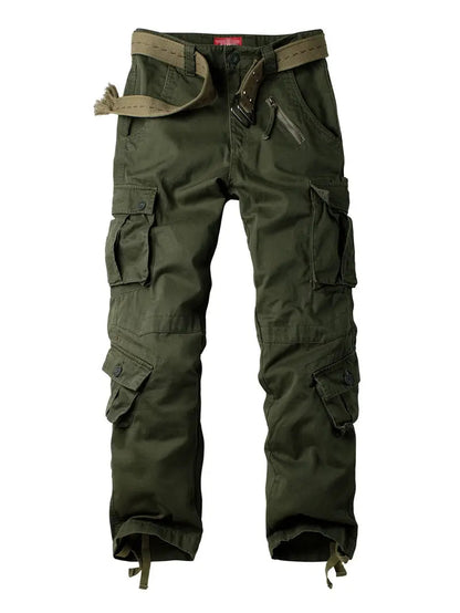 Men's Relaxed Multi-Pocket Cargo Pants with Toggle Hems and Belt Loops