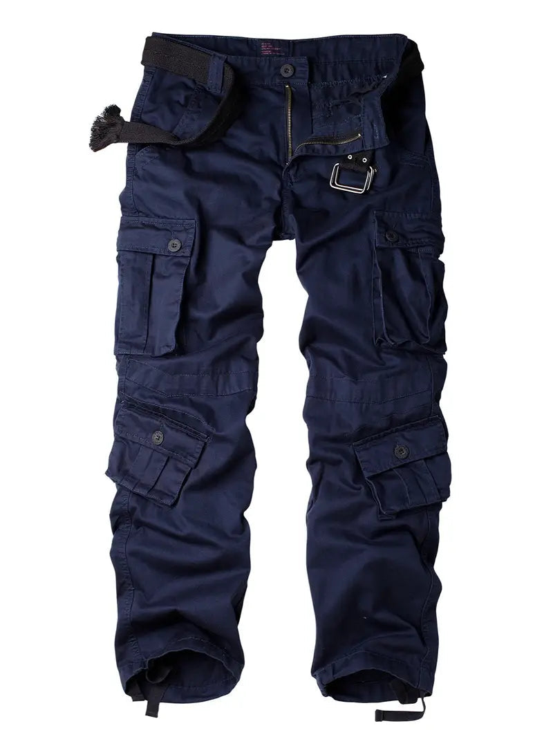 Men's Relaxed Multi-Pocket Cargo Pants with Toggle Hems and Belt Loops