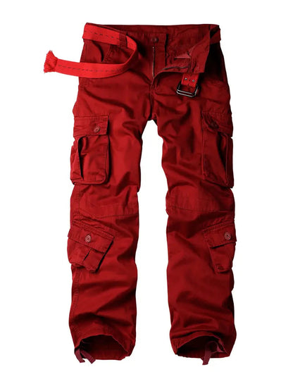 Men's Relaxed Multi-Pocket Cargo Pants with Toggle Hems and Belt Loops