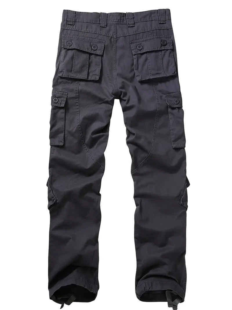 Men's Relaxed Multi-Pocket Cargo Pants with Toggle Hems and Belt Loops