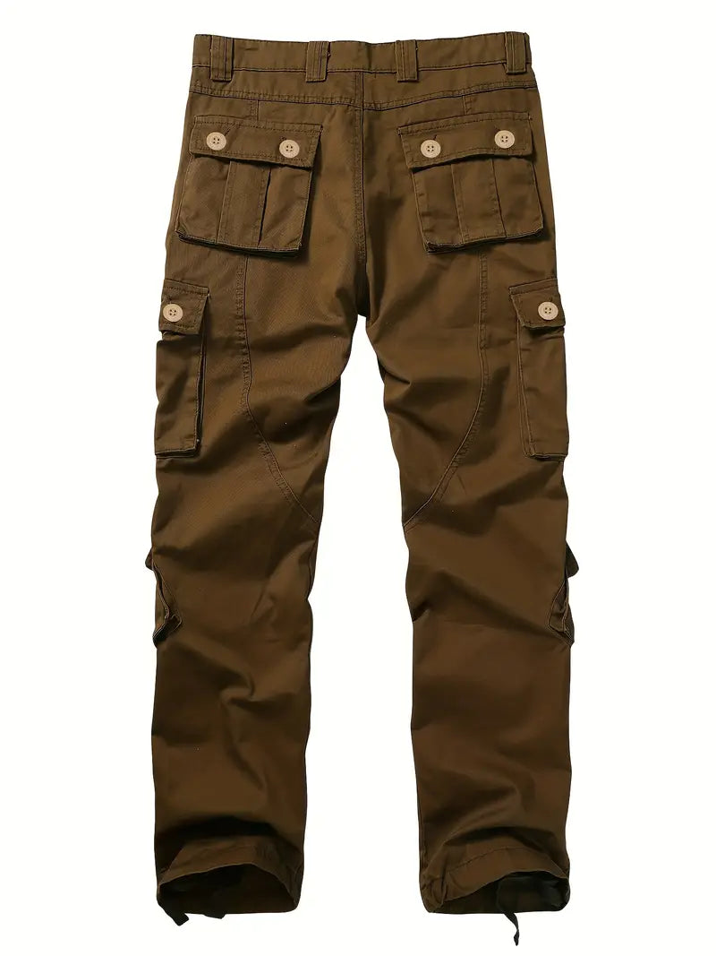 Men's Relaxed Multi-Pocket Cargo Pants with Toggle Hems and Belt Loops