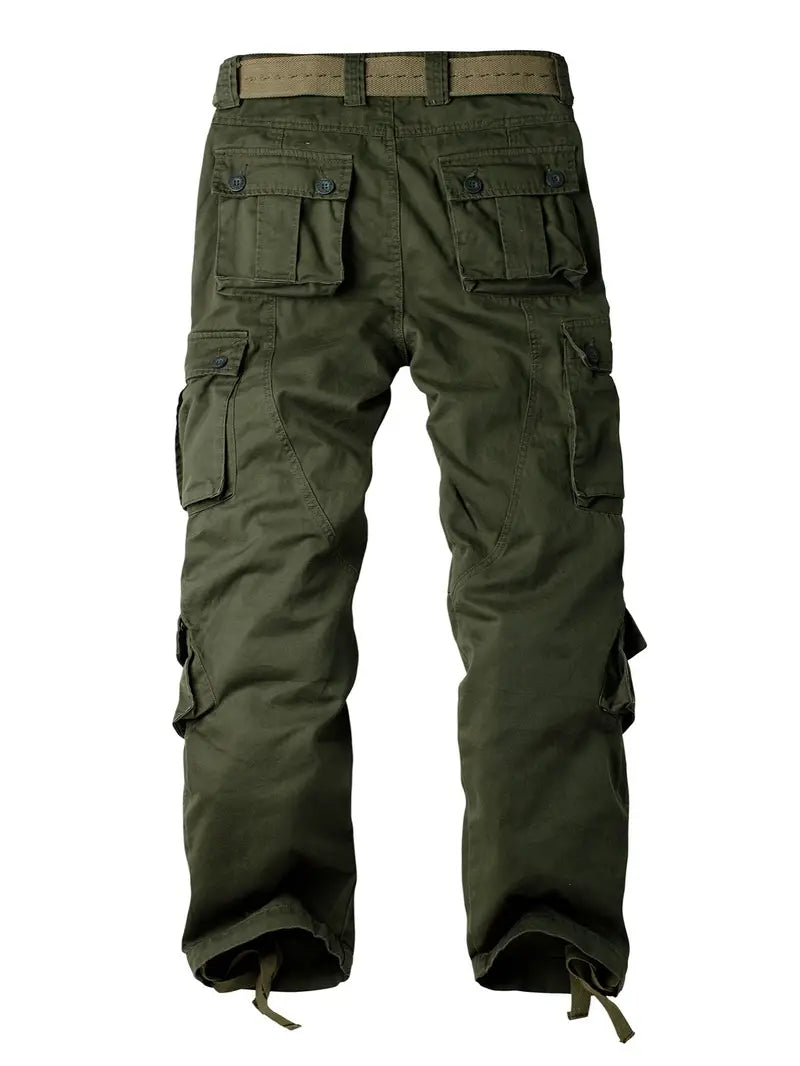 Men's Relaxed Multi-Pocket Cargo Pants with Toggle Hems and Belt Loops