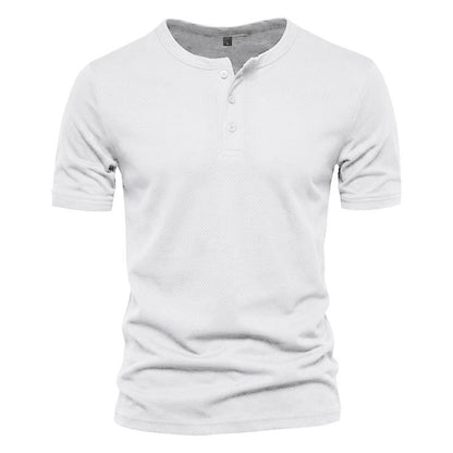 Men's Short Sleeve Henley T-shirt with Buttons - 2