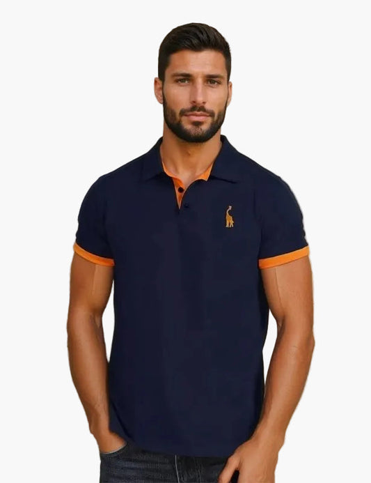 Men's Short Sleeve Polo with Classic Collar and Contrast Details - 1