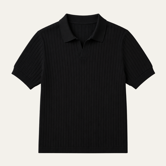 Men's Short Sleeve Polo with Open Collar Slim Fit Textured - 1