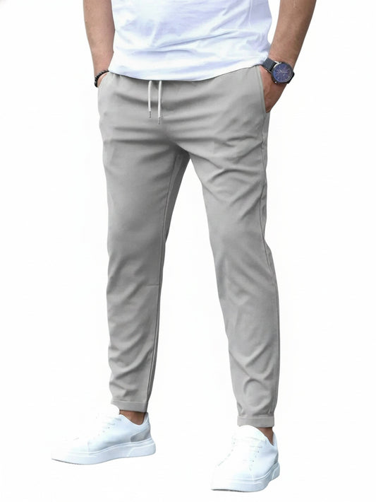 Men's Slim Chino Pants with Drawstring and Side Pockets - 1
