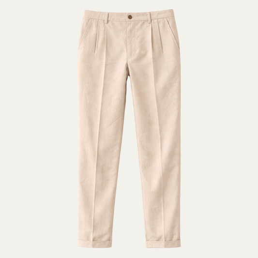Men's Slim Fit Pleated Dress Pants with Cuffs - 1