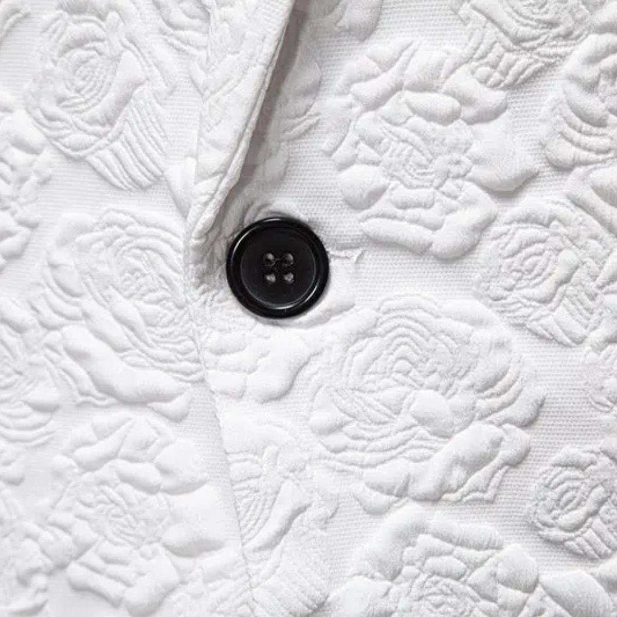 Men's Slim Fit Single-Button Blazer with Embossed Rose Pattern and Notch Lapel