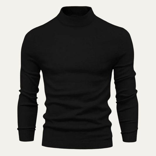 Men's Slim Fit Turtleneck Sweater with Long Sleeves - 1