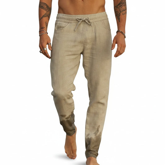 Men's Slim Pants with Drawstring and Elastic Waist - 1